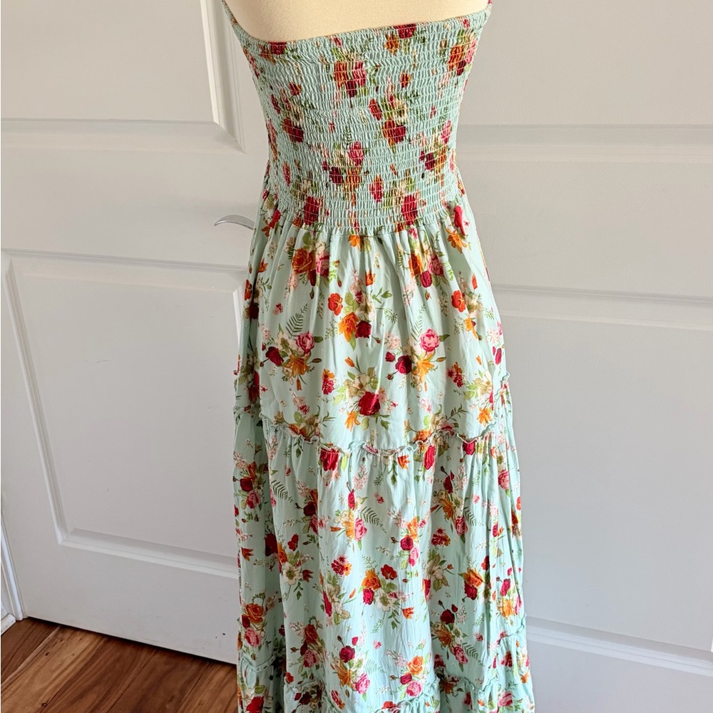 Sunday Mint Green Strapless Floral Maxi Dress - Picture 4 of 6